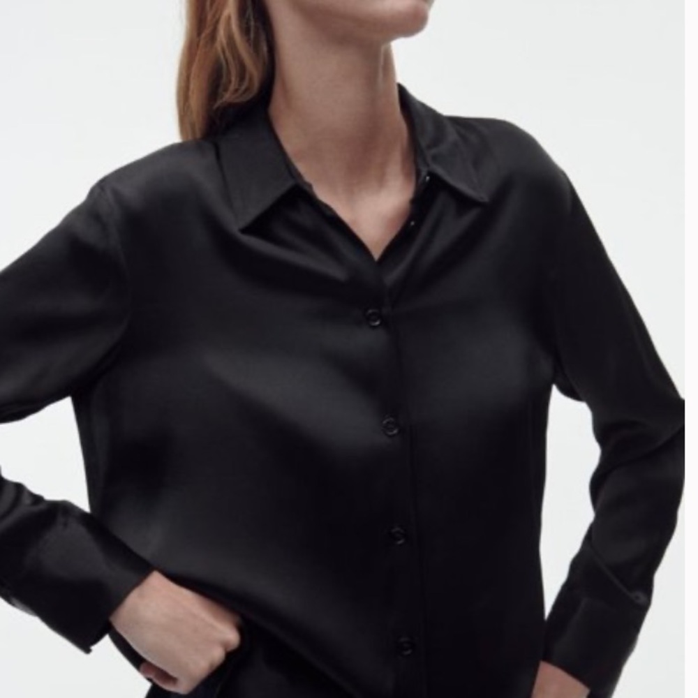 Zara Black Satin Effects Shirt - Xl